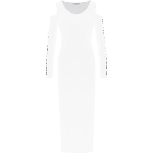 Sukienka Guess Jeans na spacer biała z okrągłym dekoltem mini 