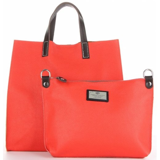 Shopper bag Genuine Leather czerwona do ręki 