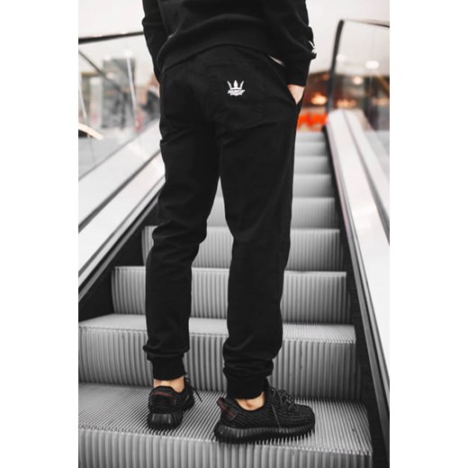 Spodnie męskie Jigga Wear czarne gładkie bawełniane 