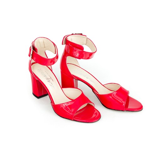 sandałki - skóra naturalna - model 348 - kolor czerwony lakier  Zapato 40 promocja zapato.com.pl 