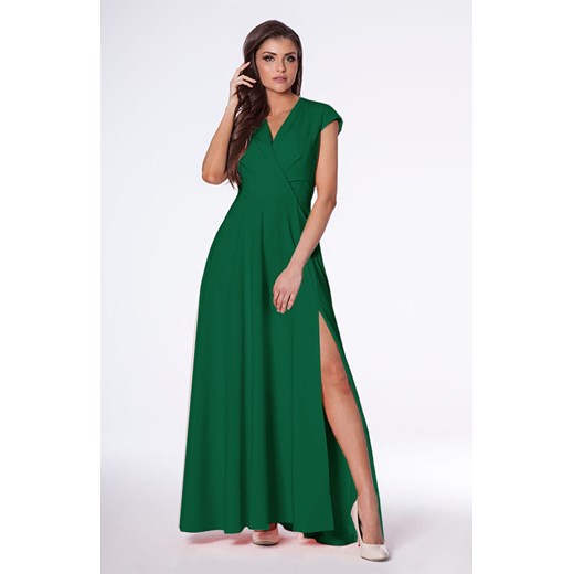 Sukienka Afrodyta zielona - długa z rozcięciem Marconi  44 MyLittleHeaven