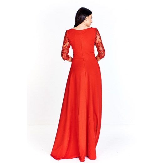Sukienka Bosca Fashion z dekoltem w serek czerwona maxi 