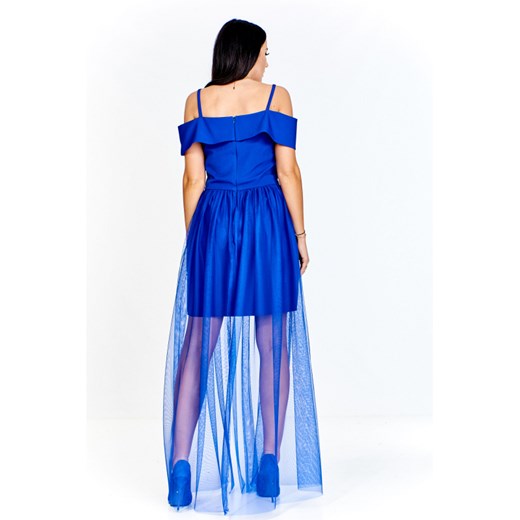 Sukienka Vegas z aplikacją niebieska na karnawał maxi na bal elegancka 