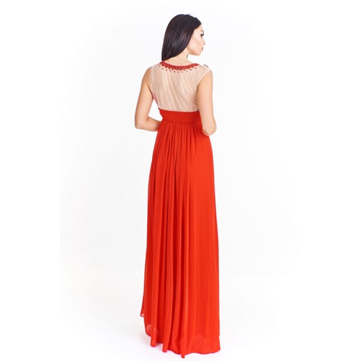 Sukienka Pretty Women czerwona z aplikacjami  maxi na bal 