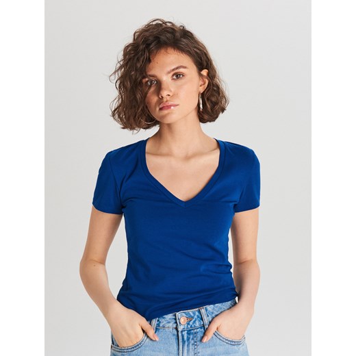 Cropp - Gładka koszulka - Niebieski  Cropp S 