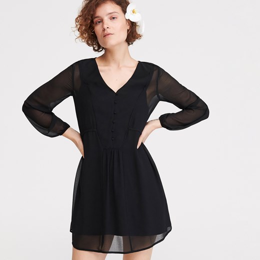 Reserved - Sukienka mini z długimi rękawami - Czarny Reserved  36 