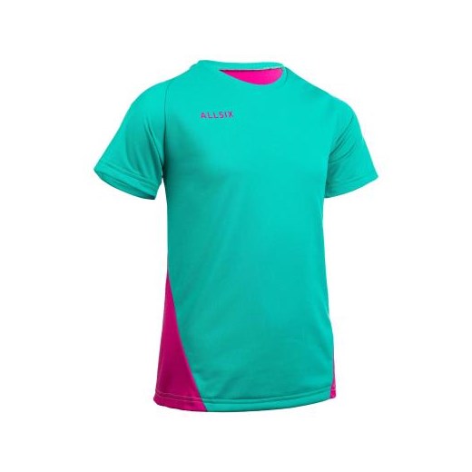Koszulka do siatkówki V100 dziewczęca zielono-różowa