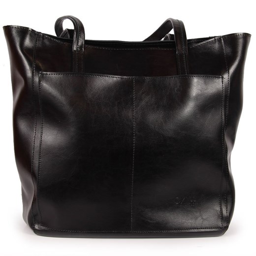 Shopper bag Dan-A czarna skórzana mieszcząca a7 elegancka na ramię 