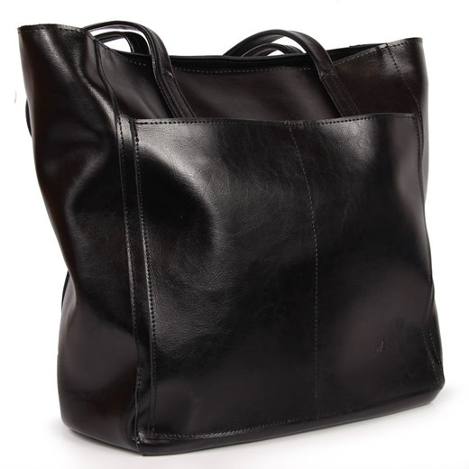 Shopper bag Dan-A czarna skórzana na ramię bez dodatków elegancka 
