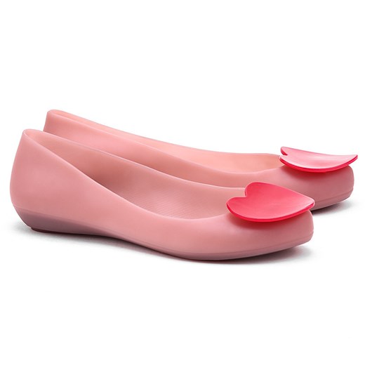 Pop Heart - Różowe Gumowe Baleriny Damskie - 32092 51338 mivo rozowy Balerinki