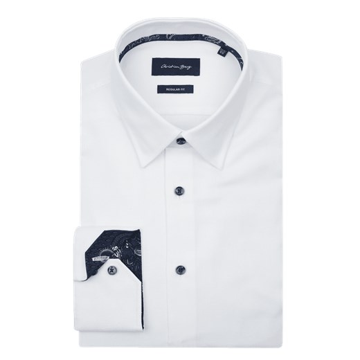 Koszula biznesowa o kroju modern fit z natté z mankietami na 2 guziki Christian Berg Men  40 Peek&Cloppenburg 