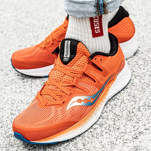 Buty sportowe męskie Saucony pomarańczowe na wiosnę z gumy sznurowane 