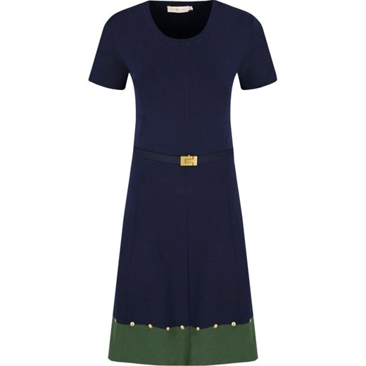 Sukienka Tory Burch z krótkimi rękawami z aplikacją trapezowa midi 