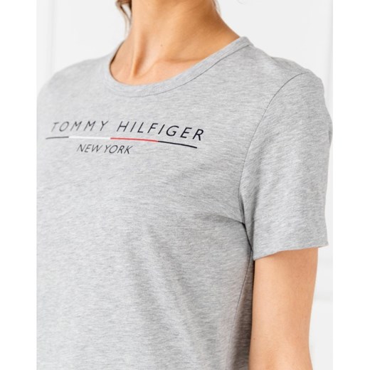 Tommy Hilfiger bluzka damska z napisem z okrągłym dekoltem z krótkim rękawem 