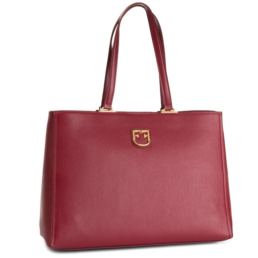 Czerwona shopper bag Furla duża bez dodatków na ramię 