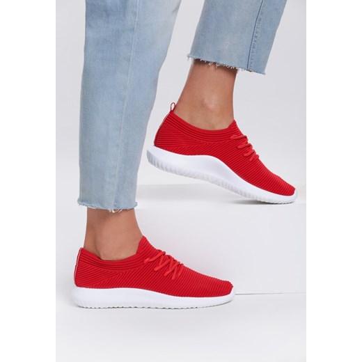Buty sportowe damskie czerwone Renee na płaskiej podeszwie bez wzorów 