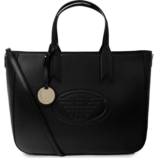 Shopper bag Emporio Armani ze skóry ekologicznej do ręki mieszcząca a6 bez dodatków elegancka 