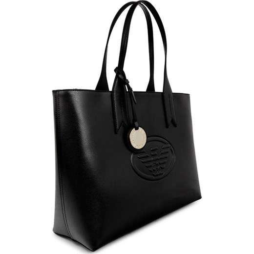 Shopper bag czarna Emporio Armani ze skóry ekologicznej 