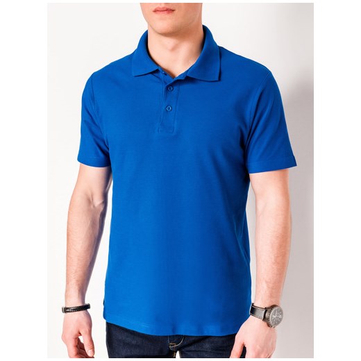 Koszulka męska polo bez nadruku S715 - niebieska