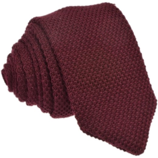 Krawat knit jednolity bordowy (2)