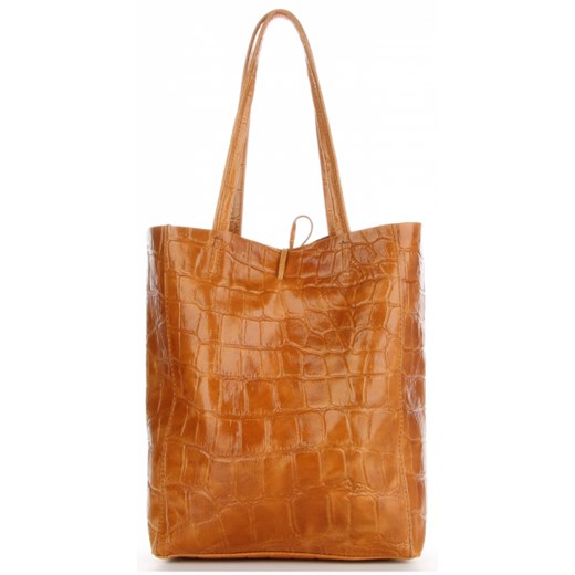 Shopper bag Vittoria Gotti mieszcząca a6 na ramię pomarańczowy bez dodatków matowa 