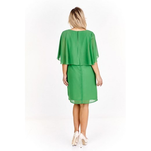 Sukienka prosta zielona z krótkimi rękawami 