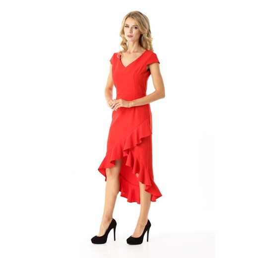 Sukienka czerwona z krótkimi rękawami 