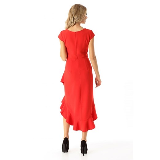 Sukienka z krótkimi rękawami czerwona midi 