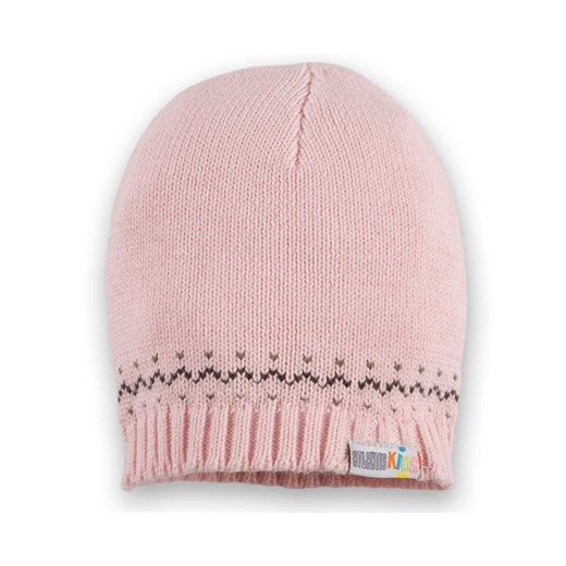 Trilli Różowy - czapka zimowa czapki-co bezowy abstrakcyjne wzory