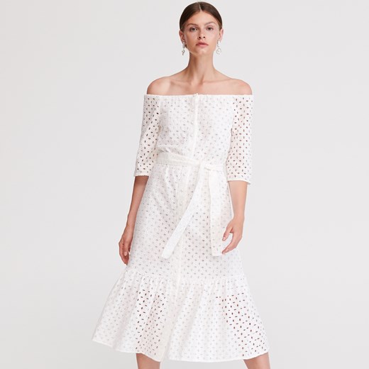 Reserved - Sukienka z odkrytymi ramionami - Biały  Reserved M 