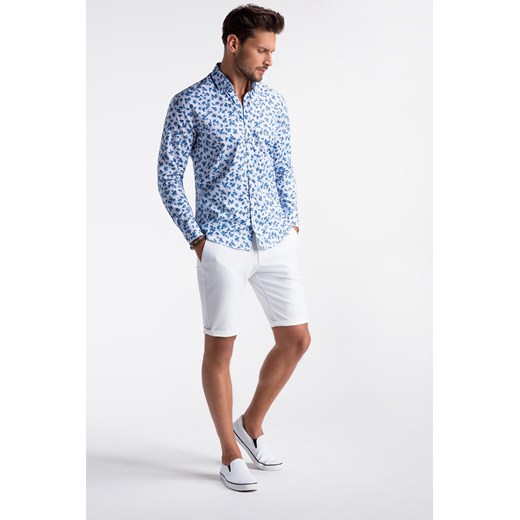 Koszula męska elegancka z długim rękawem K501 - biała/niebieska   XXL Ombre_Premium