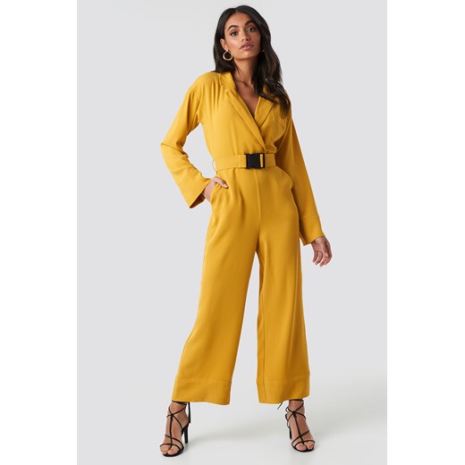 Hoss x NA-KD Belted Wrap Front Jumpsuit - Yellow Hoss X Na-kd  32 NA-KD