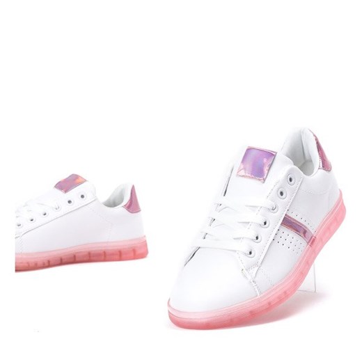 Białe buty sportowe z różowymi wstawkami Oreto - Obuwie  Royalfashion.pl 40 