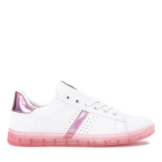 Białe buty sportowe z różowymi wstawkami Oreto - Obuwie Royalfashion.pl  36 