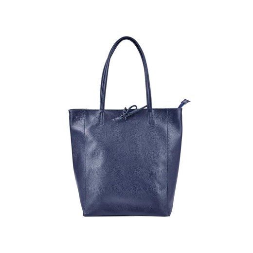 Shopper bag Patrizia Piu matowa bez dodatków niebieska duża skórzana na ramię 