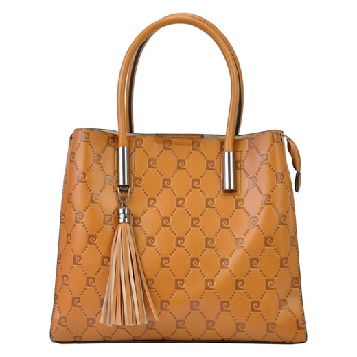 Shopper bag Pierre Cardin z tłoczeniem z frędzlami 