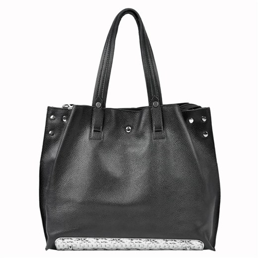 Shopper bag Patrizia Piu w stylu młodzieżowym czarna na ramię mieszcząca a8 