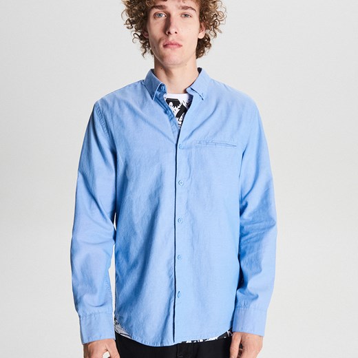 Cropp - Gładka koszula basic - Niebieski Cropp  XL 