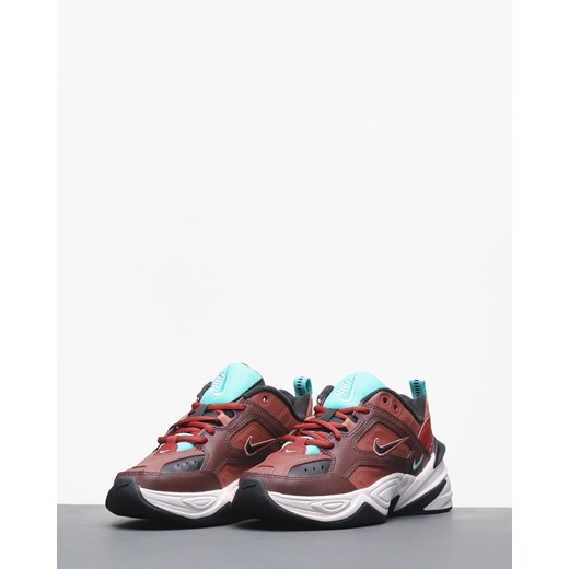 Buty sportowe damskie czerwone Nike do fitnessu na platformie skórzane sznurowane bez wzorów 