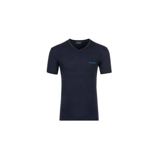 T-shirt męski Emporio Armani niebieski bez wzorów z krótkimi rękawami 