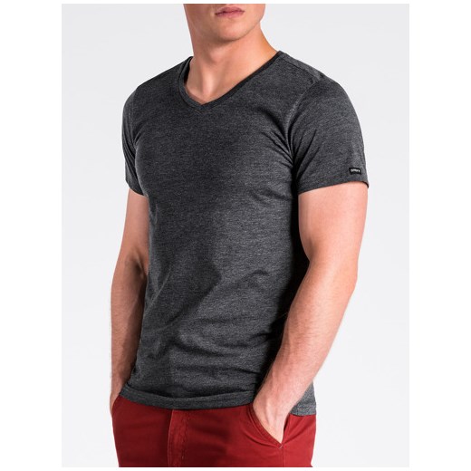 T-shirt męski bez nadruku S1041 - czarny Ombre  L 