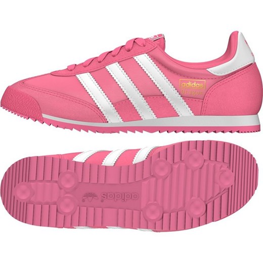 Buty sportowe dziecięce różowe Adidas sznurowane bez wzorów 
