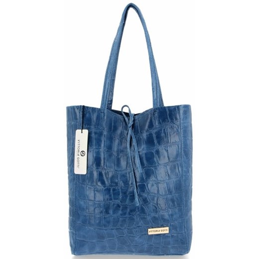 Shopper bag Vittoria Gotti z tłoczeniem na ramię bez dodatków 