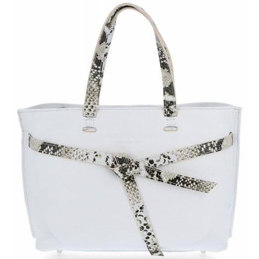 Shopper bag Vittoria Gotti biała ze zdobieniami bez dodatków na ramię 