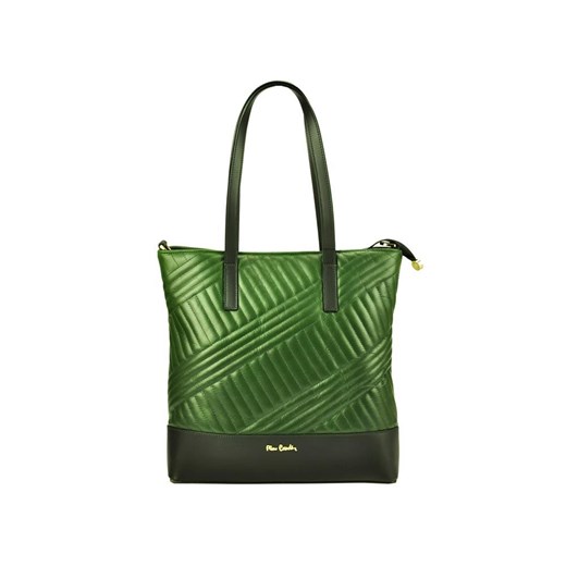 Zielona shopper bag Pierre Cardin duża skórzana 