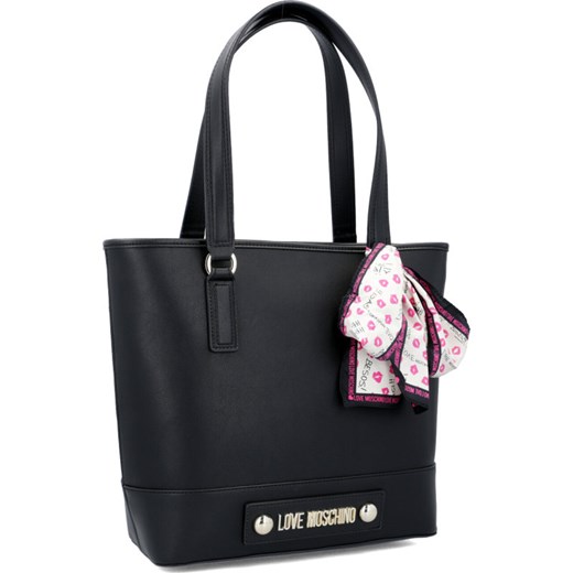 Czarna shopper bag Love Moschino elegancka ze zdobieniami duża 