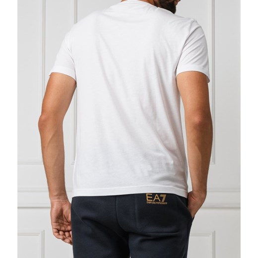 Biały t-shirt męski Ea7 z krótkim rękawem 