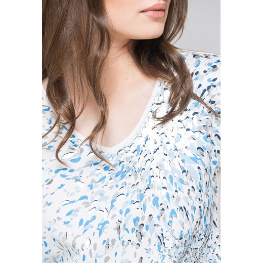 Bluzka damska Monnari z krótkim rękawem niebieska w abstrakcyjne wzory jesienna 