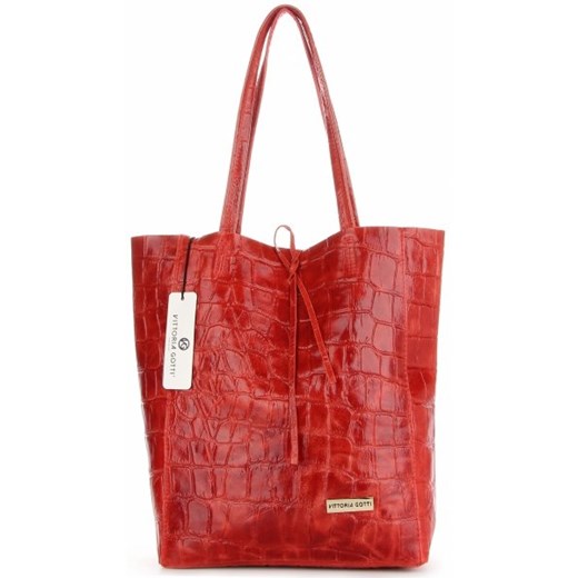 Shopper bag czerwona Vittoria Gotti duża wakacyjna 