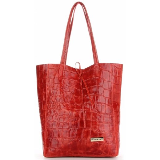 Shopper bag Vittoria Gotti wakacyjna duża na ramię ze skóry 